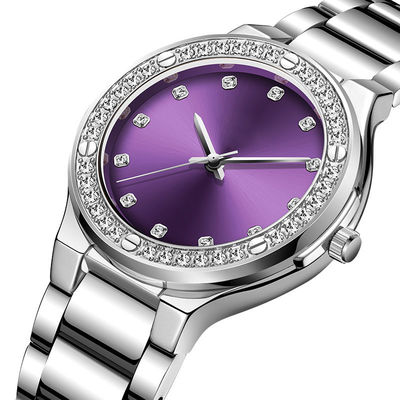ROHSの本物のダイヤモンドの水晶腕時計、女性のためのHardlexのダイヤモンドのブレスレットの腕時計