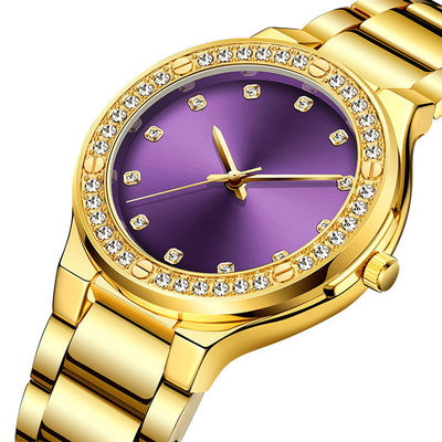 ROHSの本物のダイヤモンドの水晶腕時計、女性のためのHardlexのダイヤモンドのブレスレットの腕時計
