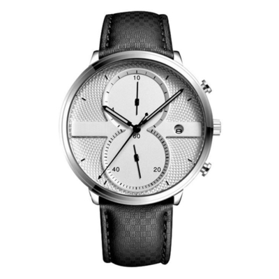 革バンドの合金の水晶腕時計43mm Diaの最小主義のクロノグラフ