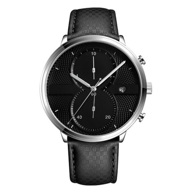 革バンドの合金の水晶腕時計43mm Diaの最小主義のクロノグラフ